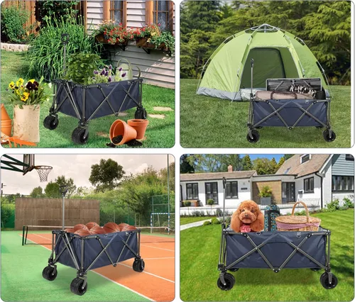 Miniatura 8 de REDCAMP Carrito de playa plegable extra grande de 250 L para arena, carro utilitario resistente con ruedas grandes todo terreno y soporte