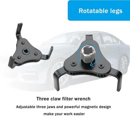 Miniatura 3 de 1 llave de filtro de aceite para automóvil, juego de cambio de filtro ajustable resistente de 1/2 metal, multifuncional, de tres garras, accesorios