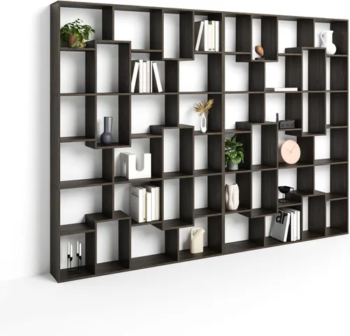 Miniatura 19 de Mobili Fiver, Iacopo XS Estantería con puertas de panel (63.31 x 31.5 pulgadas), color negro Ashwood, Made in Italy