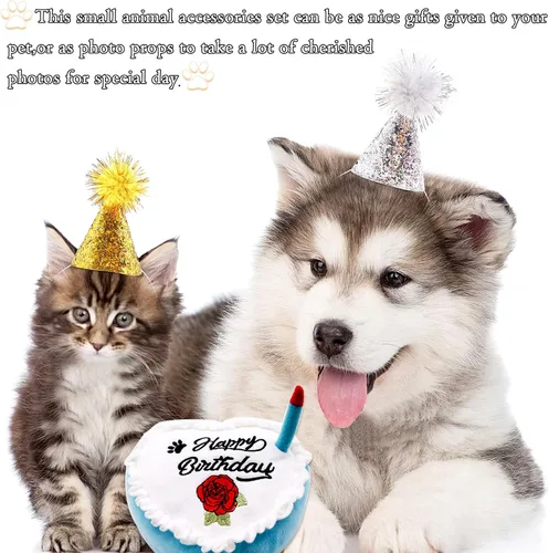 Miniatura 8 de PET SHOW 10 piezas de sombreros pequeños para perros pequeños, sombrero de fiesta de cumpleaños de gato, sombreros de conejo para vacaciones, boda