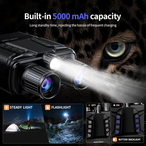 Miniatura 6 de Gafas de visión nocturna infrarroja, 4K 8X zoom digital binoculares de visión nocturna para adultos, gafas de visión nocturna con cámara