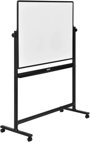 Global Industrial Pizarra blanca magnética de borrado en seco, reversible de doble cara, 48 x 36, marco negro