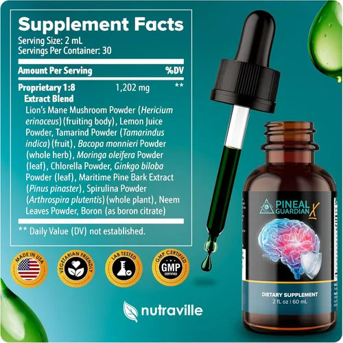 Miniatura 5 de Pineal Guardian X - Gotas Rápidas de Decalcificación de la Glándula Pineal para el Apoyo de la Salud Cognitiva - Suplemento Cerebral para Mantener