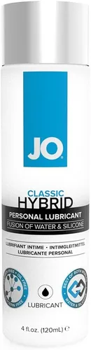 JO Lubricante personal híbrido clásico, lubricante a base de agua y silicona de larga duración para hombres, mujeres y parejas, 4 onzas líquidas