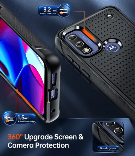 Miniatura 5 de LeYi Funda para Moto G Power 2022, Motorola G Play 2023/Moto G Pure con [2 unidades] protectores de pantalla, parte trasera texturizada de Negro