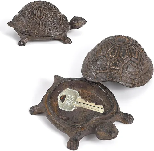 Miniatura 16 de Ocultador de llaves para exteriores, estatua de animal de hierro fundido y llaves para exteriores, soporte decorativo para llaves ocultas, antiguo