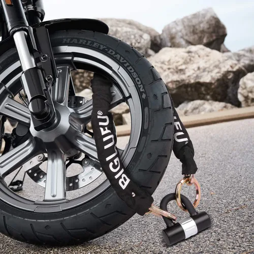 Miniatura 7 de Cerraduras de cadena para motocicleta, cadena de seguridad larga resistente de 3.3 pies, a prueba de cortes, cadenas cuadradas de 0.39 pulgadas