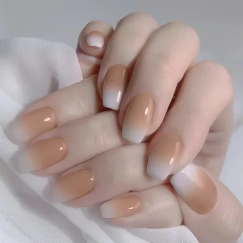 Miniatura 7 de Uñas postizas a presión medianas con forma de almendra, uñas falsas con puntas francesas y diseño de línea dorada, 24 piezas, uñas adhesivas