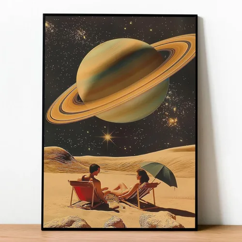 Miniatura 10 de Lienzo de paisaje del desierto para pared, póster de platillo volador, imagen retro de los años 70, estilo de los años 70, arte de pared vintage