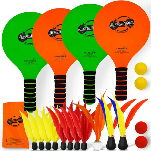 Juego de Pala Jazzminton Select Doble Set de Badminton 4 Raquetas - Juegos de Playa para Niños, Adolescentes, Adultos y Juegos Familiares - Juegos