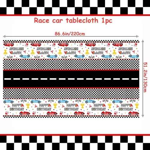 Miniatura 7 de 126 piezas de decoración de fiesta de segundo cumpleaños de coche de carreras, blanco y negro, dos platos de postre rápidos, servilletas, tazas
