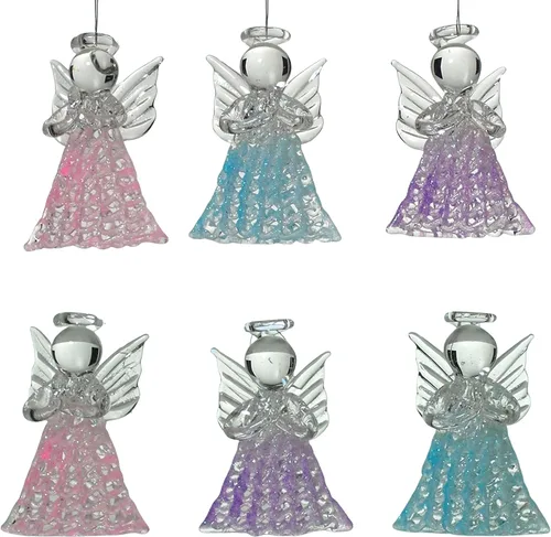 Juego de 6 adornos de ángeles para árbol de Navidad, Pascua, bautismo y baby shower, mini adornos colgantes de 2 pulgadas para decoración del hogar,