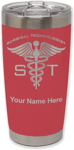 Miniatura 23 de LaserGram Vaso aislado al vacío de 20 onzas, ST Surgical Technologist, grabado personalizado incluido (gris)