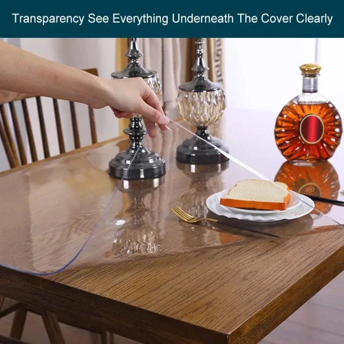 Miniatura 4 de Protector rectangular de plástico transparente de varios tamaños, mantel protector de vinilo de PVC, impermeable, para mesas pequeñas, escritorio, 1