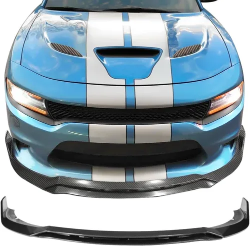 IKON MOTORSPORTS, defensa delantera compatible con Dodge Charger SRT 2015-2023, kit de carrocería de alerón delantero estilo V3, fibra de carbono,