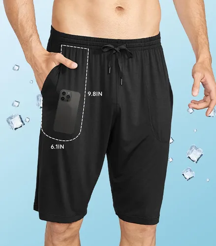Miniatura 3 de DAVID ARCHY Pantalones cortos de pijama para hombre, de rayón de bambú, suaves, cómodos, con bolsillos, paquete de 2