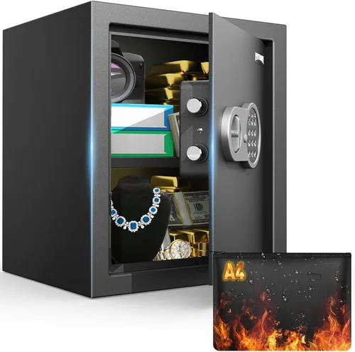 Miniatura 13 de [1.2 pies cúbicos] Caja de seguridad PATRON con llave, seguridad digital para el hogar, cajas fuertes de gabinete para documentos en efectivo, cajas