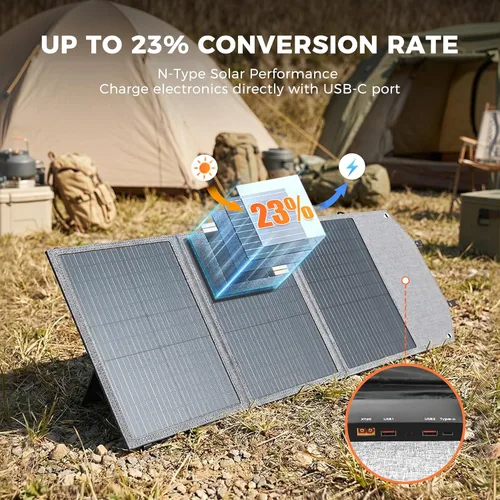 Miniatura 2 de 100W Portable Solar Panel for Power Station Generator, 19.8V Foldable Solar Cell with High-Efficiency Battery, IP65 Waterproof, Solar Charger for