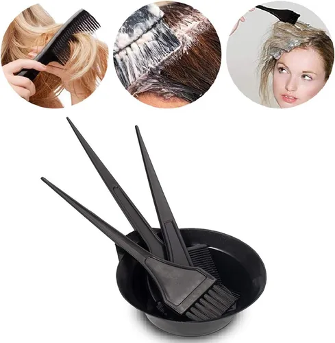 Miniatura 4 de Juego de brochas y tazones de color para teñir el cabello, juego de brochas de color para mezclar tazón, peine para teñir el cabello (negro)
