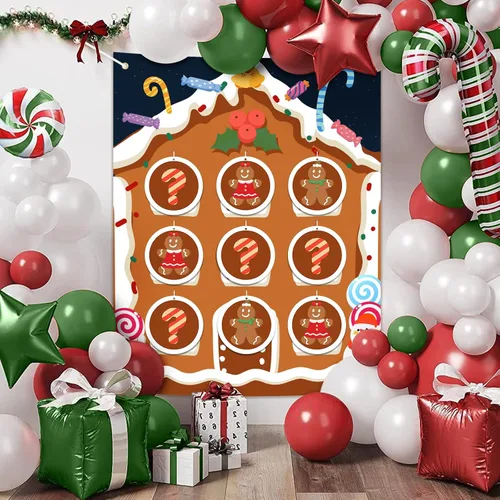 Miniatura 2 de BLOOMWIN Gender Reveal Tic Tac Toe - Ideas de revelación de género de Navidad Gingerbread Boy o Girl Gender Reveal Games Red and Green - Giant