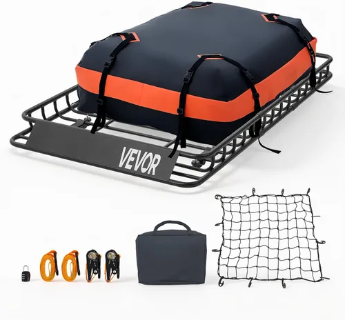 Miniatura 10 de VEVOR Cesta de Carga para Portaequipajes de Techo, 64" x 39" x 6" Transportador de Carga para Techo con Extensión, Acero Resistente de Servicio