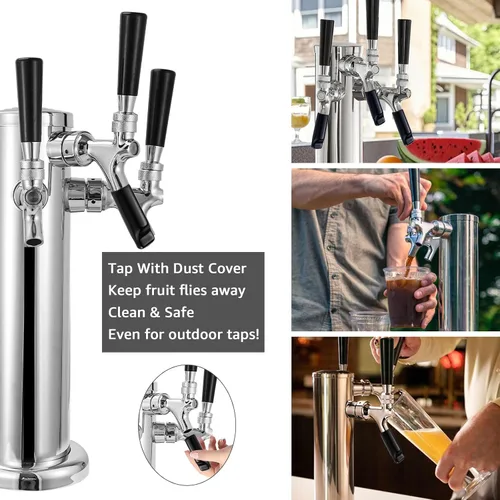 Miniatura 6 de FERRODAY Dispensador de torre de cerveza de 3 grifos, torre Kegerator de 3 pulgadas, torre de barril de cerveza de 3 pulgadas, kit de piezas