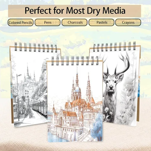 Miniatura 7 de Crehatos Cuaderno de bocetos pequeño de 5.5 x 8.5 pulgadas, bloc de bocetos encuadernado en espiral superior, 100 hojas cada uno de papel de dibujo