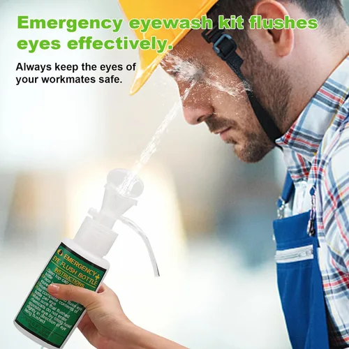Miniatura 3 de Estación portátil de lavado de ojos aprobada por OSHA - Montada en pared, kit de botellas de enjuague de emergencia para ojos, 16oz sin solución