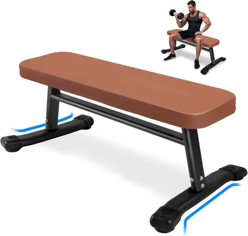 Miniatura 11 de Banco de peso plano, banco de entrenamiento de 660 libras, equipo de ejercicio de prensa de banco para gimnasio en casa, entrenamiento de fuerza
