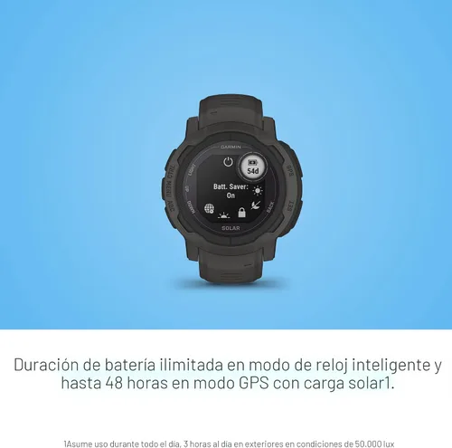 Miniatura 3 de Garmin Instinct 2 Solar, reloj resistente para exteriores de menor tamaño con GPS y con capacidad de carga solar, construido para todos los Grafito