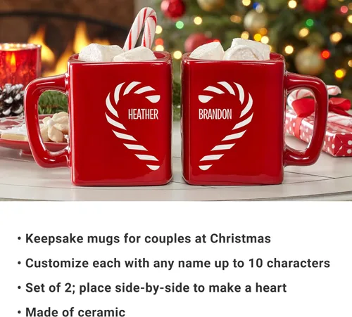 Miniatura 3 de Let's Make Memories Tazas personalizadas para parejas, para Navidad, aniversario, boda, relleno de calcetines navideños – cuadrado de cerámica