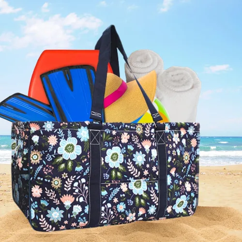 Miniatura 303 de NGIL Bolsa de comestibles reutilizable extra grande plegable de gran tamaño para comestibles, almacenamiento, picnic, playa, Bronco-negro occidental