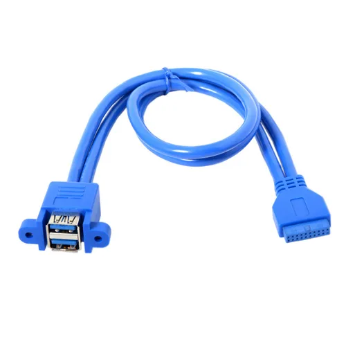 Miniatura 11 de chenyang USB 3.0 Cabezal de panel frontal 2 macho a 2 USB 3.0 hembra Panel Cable de extensión 0.5M con orificios de montaje en panel