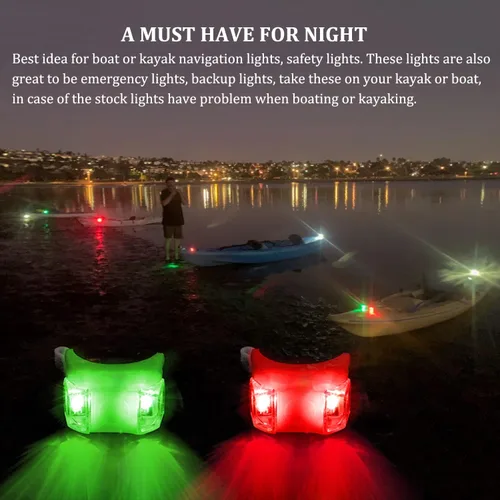 Miniatura 3 de Kayak Lights for Night Kayaking, Battery Operated Red and Green Navigation Lights for Dinghy, Canoe, Jetski