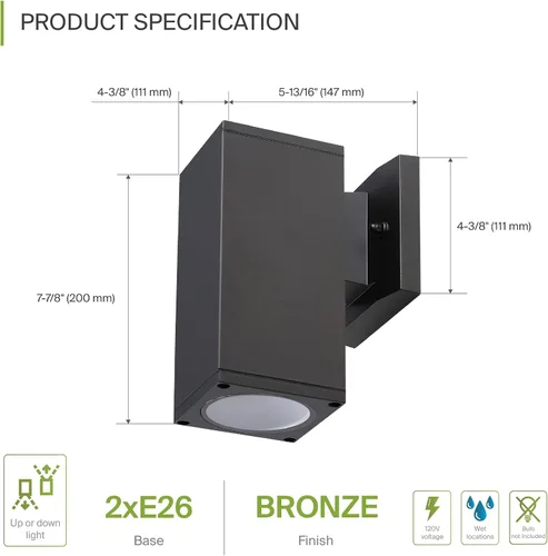 Miniatura 2 de ASD 1 lámpara exterior de iluminación – 60 W E26 120 V cilindro arriba o abajo de bronce moderno lámpara de pared al aire libre LED CFL bombilla