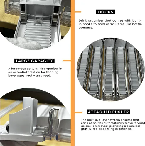 Miniatura 5 de Organizador de latas de soda con empujador automático Organizador de bebidas para refrigerador Dispensador de bebidas para soda, latas