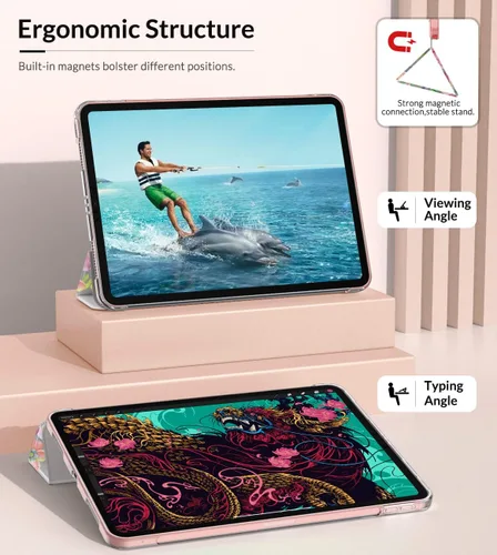 Miniatura 6 de MoKo para iPad Air de 11 pulgadas, funda para iPad Air de 7ª/6ª generación M3/M2 2025/2024, iPad Air de 5ª/4ª generación de 10.9" 2022/2020, Rojo