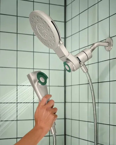 Miniatura 13 de Moen Verso Combinación de Cabezal de Ducha de Lluvia y Ducha de Mano con Dial Infiniti y Acoplamiento Magnetix, Manguera de 60 pulgadas, Níquel