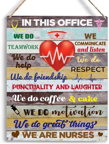 Miniatura 7 de Dear My Team - Arte de regalo de enfermera, arte de pared para personal médico, letrero colgante de madera inspirador para oficina, 10 x 8 pulgadas