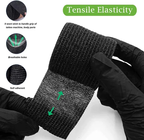 Miniatura 5 de Cubiertas para máquina de bolígrafos de tatuaje y cinta de agarre, 200 fundas para bolígrafos de máquina con 4 piezas de cinta de agarre de 2 x 5