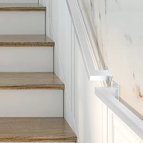 Miniatura 4 de Barandilla de hierro blanco de 2 pies, pasamanos de escalera de seguridad robustos de montaje en pared, capacidad de carga de 500 libras, barandilla