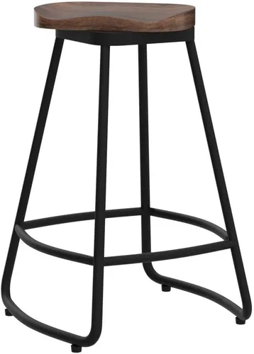 Miniatura 5 de Awonde Juego de 2 taburetes de bar giratorios de metal de 24 pulgadas, con respaldo grande, taburetes industriales de altura de mostrador con parte