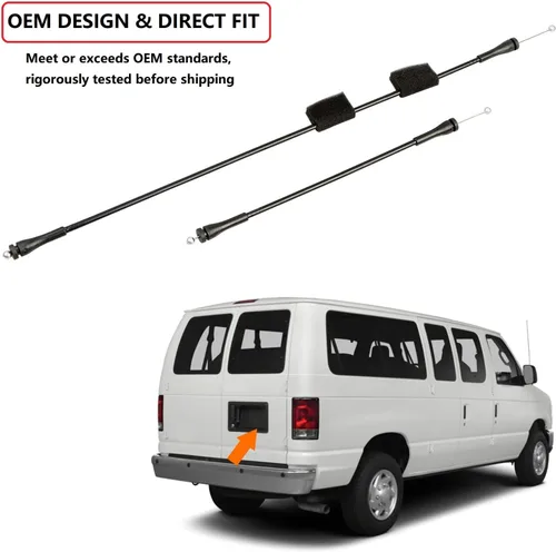 Miniatura 3 de Cable de pestillo de puerta trasera lado derecho Compatible con Ford E150 E250 E350 E450 E550 Econoline Van 1992-2014 Cable de liberación