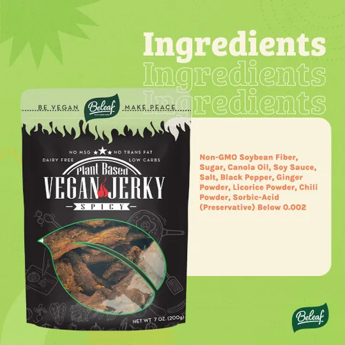 Miniatura 3 de BELEAF - Cecina a base de plantas de jalapeño Delicioso sustituto de carne Bajo en carbohidratos, sin OMG, sin lácteos, proteína vegetal