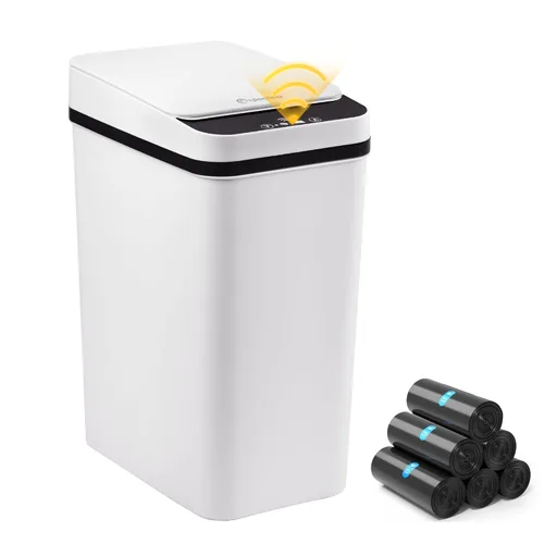 Miniatura 11 de Bote de Basura para Baño Automático Sin Contacto de 2.6 Galones, Botes de Basura Inteligentes Pequeños con Tapa, Bote de Basura Delgado para Cocina