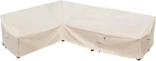 Miniatura 29 de Funda de Sofá Seccional de Servicio Pesado para Exteriores, Fundas Impermeables 600D para Sofá Seccional de Patio, Funda para Muebles de Jardín