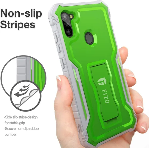 Miniatura 3 de FITO - Funda para Samsung Galaxy A11, durable, resistente a los golpes, con protector de pantalla y soporte integrado