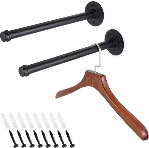 Miniatura 14 de Sumnacon 2 Piezas Barra de Ropa de Tubo Industrial de 5.9 Pulgadas – Perchero de Metal Rústico de Servicio Pesado con Tornillos, Soporte para Ropa
