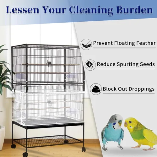 Miniatura 2 de Daoeny Cubierta Grande para Jaula de Pájaros, Protector de Semillas para Jaula de Pájaros, Faldón de Malla de Nylon Ajustable y Suave, Cubierta