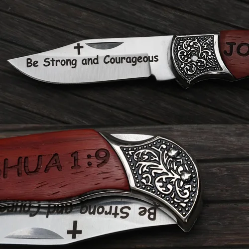 Miniatura 5 de Grabado Sea Fuerte y Valiente - JOSHUA 1:9 Regalos Católicos Cristianos Versículo Bíblico Herramienta Utilitaria, Escritura Bautizo Religioso